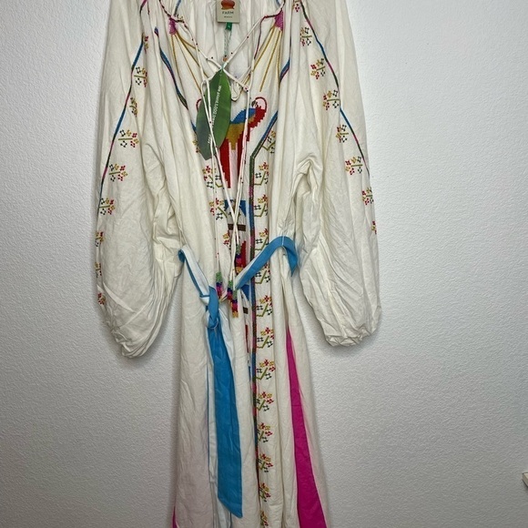 Farm Rio dress maxi embroidered Macaw white NWT sz XL - Picture 2 of 12